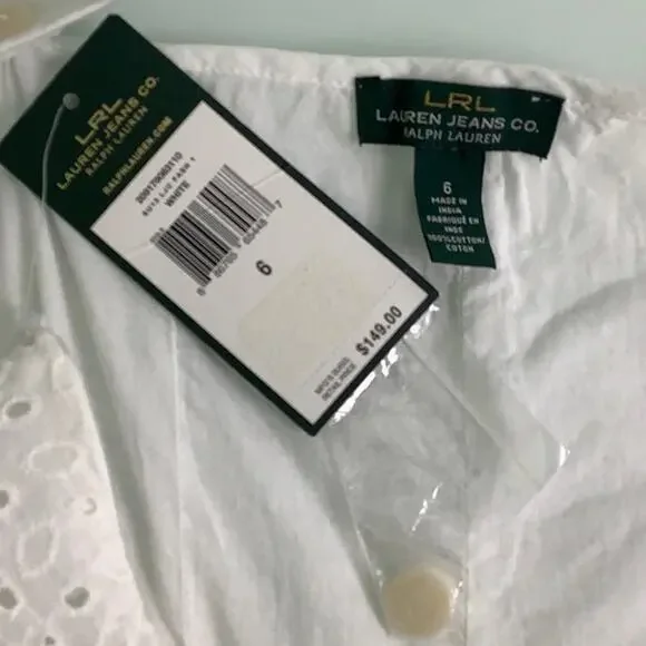Vintage LRL Lauren Ralph Lauren white eyelet cotton fit and flare dress SZ 6 NWT - Picture 5 of 13